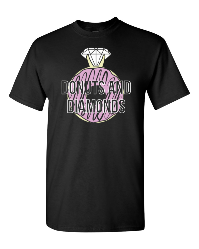 Donuts and Diamonds Are a Girl's Best Friend on a black adult tee