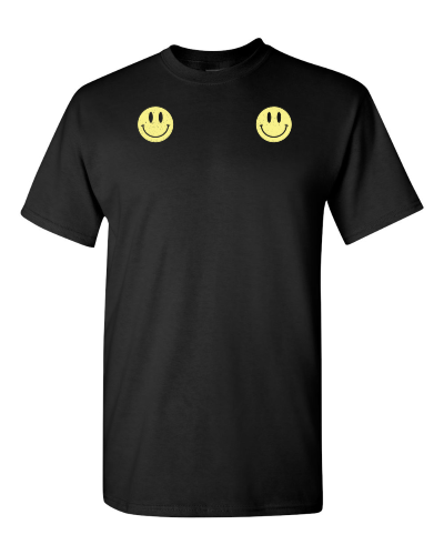 Double Happiness on a black adult tee