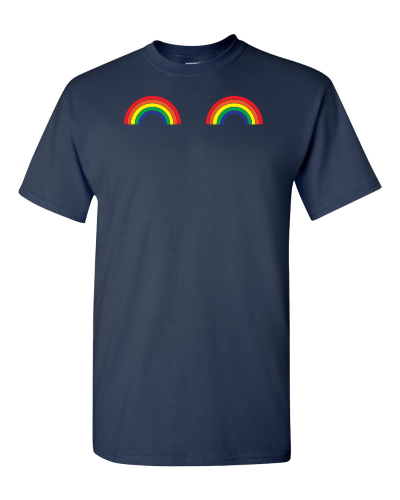 Double Rainbow on a navy adult tee