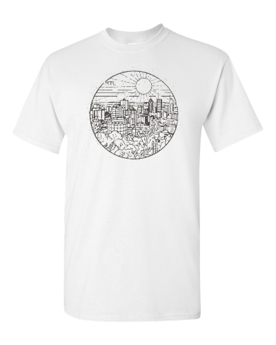 Downtown Montreal on a white adult tee