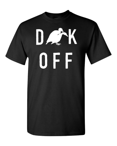 Duck Off on a black adult tee