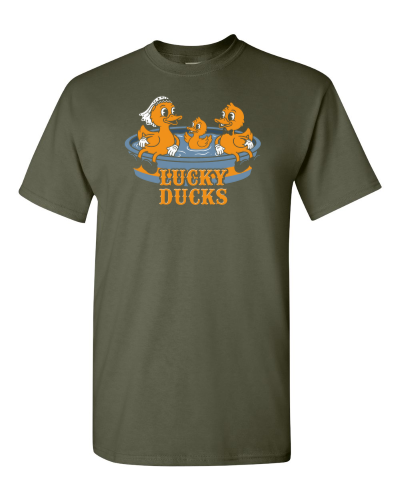 Duck Pond Wedding Party on a military green adult tee