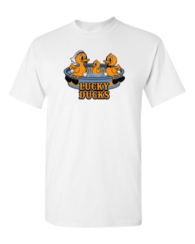 Duck Pond Wedding Party on a white adult tee
