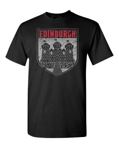 Edinburgh Castle on a black adult tee
