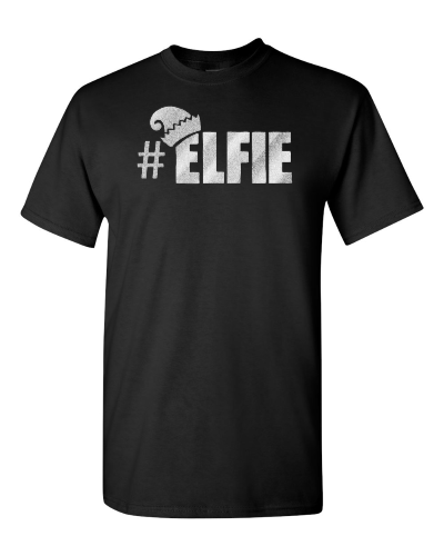 #Elfie on a black adult tee