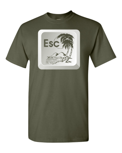 Escape Key Palm Tree on a military green adult tee
