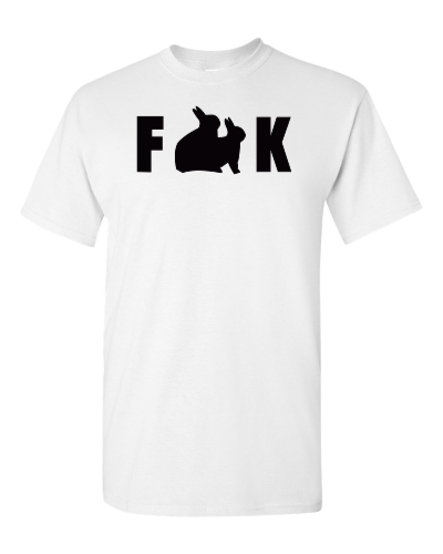 F Bunny K on a white adult tee