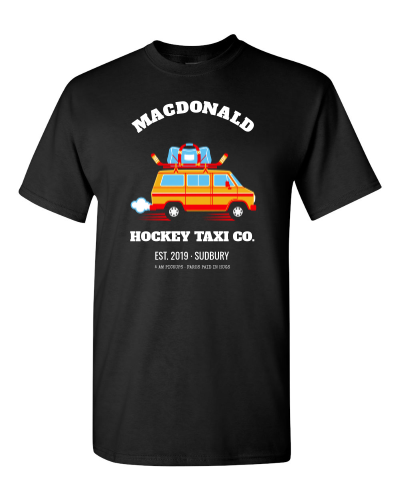 Family Hockey Taxi Co. on a black adult tee