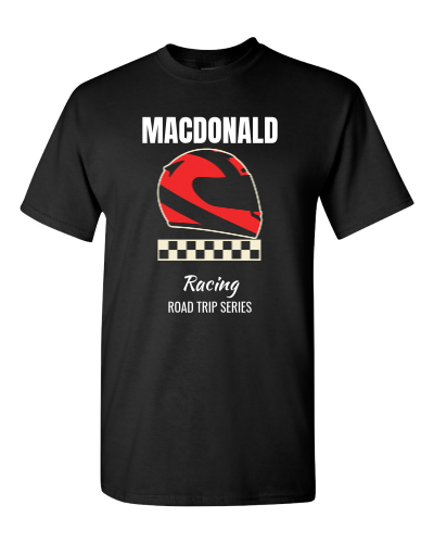 Family Name Racing: Road Trip Crew on a black adult tee