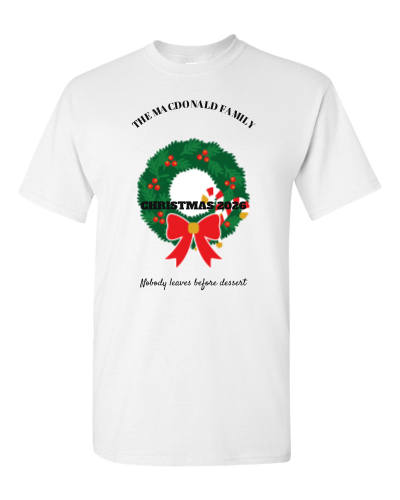 Family Wreath Crest on a white adult tee