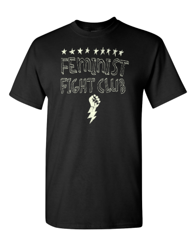 Feminist Fight Club on a black adult tee