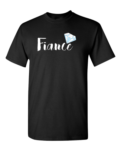 Fiancé Diamond on a black adult tee