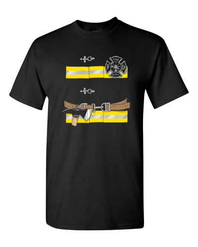Firefighter Costume on a black adult tee