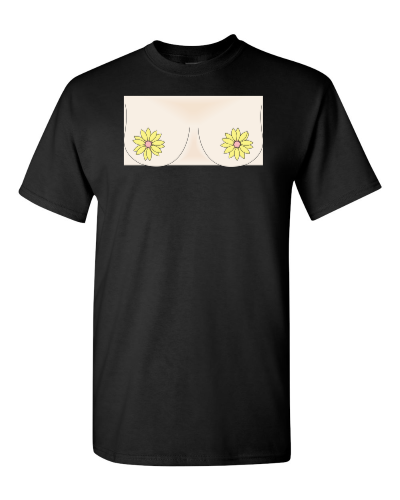 Flower Lady on a black adult tee
