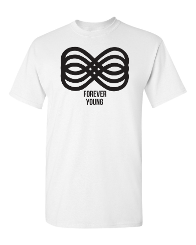 Forever Young on a white adult tee