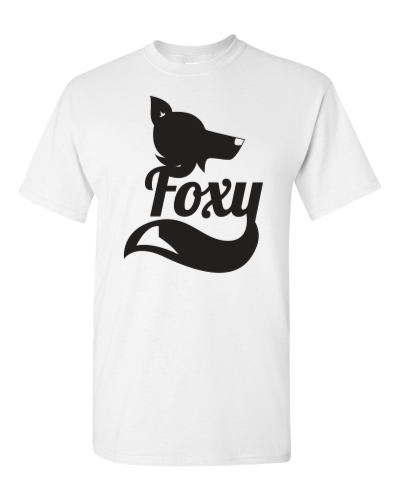Foxy on a white adult tee
