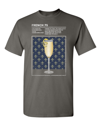 French 75 Cocktail on a charcoal adult tee