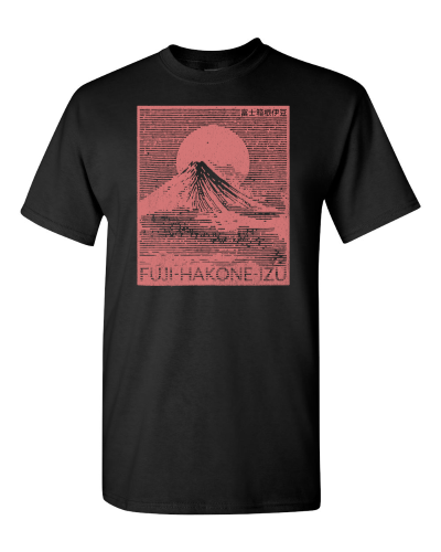 Fuji-Hakone-Izu on a black adult tee