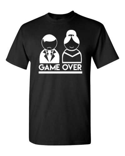 Game Over on a black adult tee