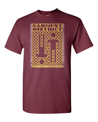 Garment District Montreal on a maroon adult tee