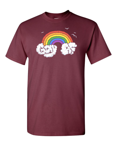 Gay AF on a maroon adult tee