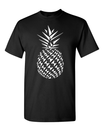 Geometric Pineapple on a black adult tee