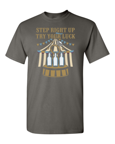 Giant Ring Toss on a charcoal adult tee