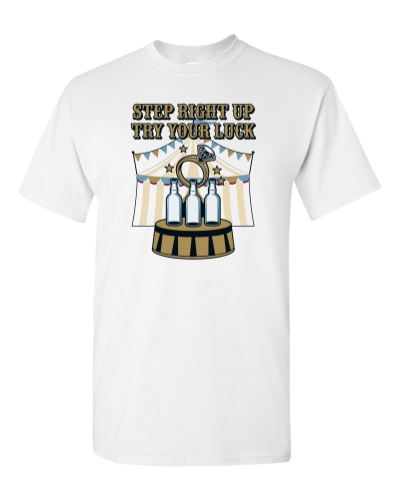 Giant Ring Toss on a white adult tee