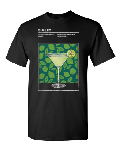 Gimlet Cocktail on a black adult tee