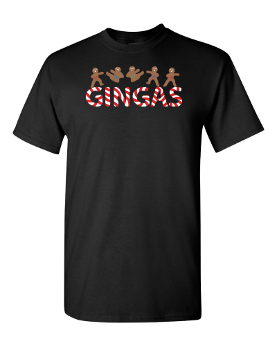 Gingas on a black adult tee