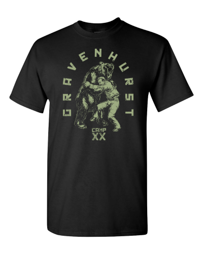 Gravenhurst Bear Camp on a black adult tee
