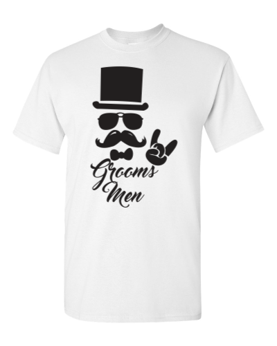 Groomsmen on a white adult tee