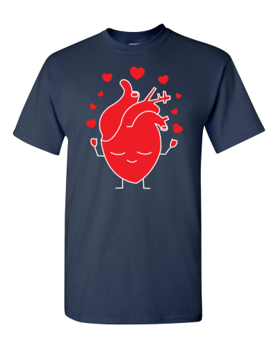 Happy Heart on a navy adult tee