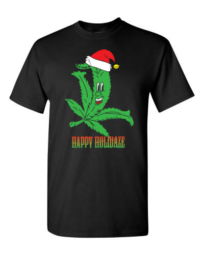 Happy Holidaze on a black adult tee
