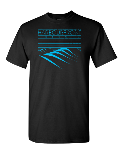 Harbourfront on a black adult tee