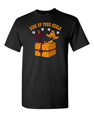 Hay Bale Boot Scoot on a black adult tee