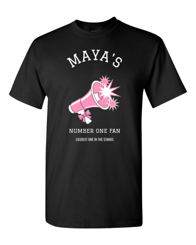 Her Number One Fan on a black adult tee