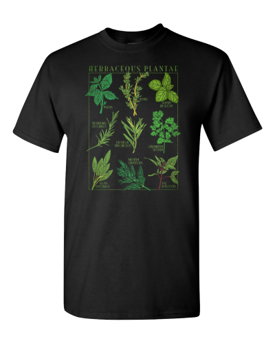 Herb Garden Botanical on a black adult tee