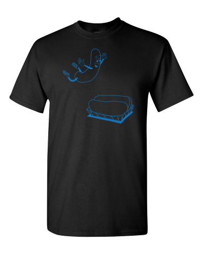 Hot Dog Bun on a black adult tee