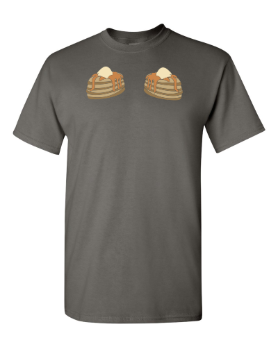 Hotcakes on a charcoal adult tee