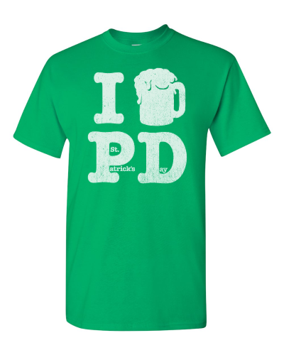 I Love Beer St. Patrick's Day on a irish green adult tee