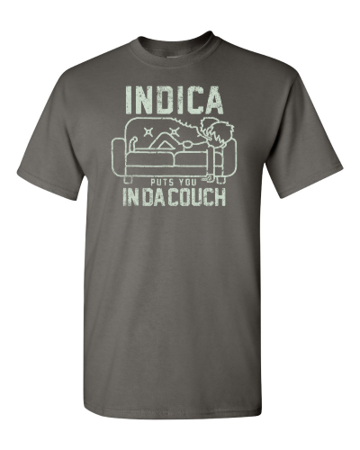 Indica Puts You in da Couch on a charcoal adult tee