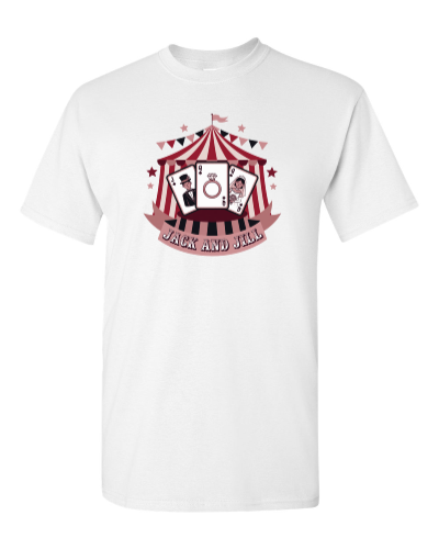 Jack and Jill Card Fan on a white adult tee