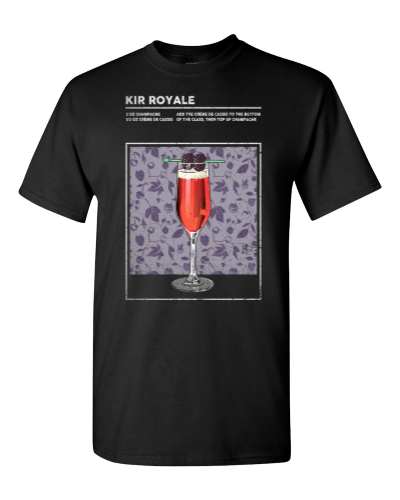Kir Royale Cocktail on a black adult tee