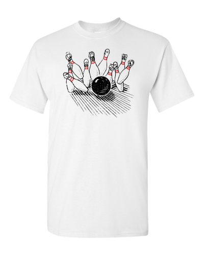 Knockdowns on a white adult tee