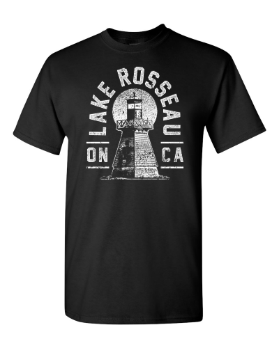 Lake Rosseau on a black adult tee