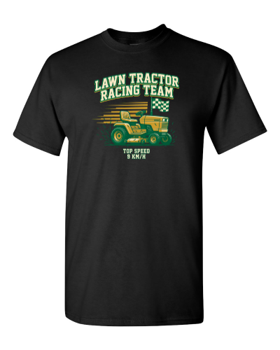 Lawn Tractor Racing Team on a black adult tee