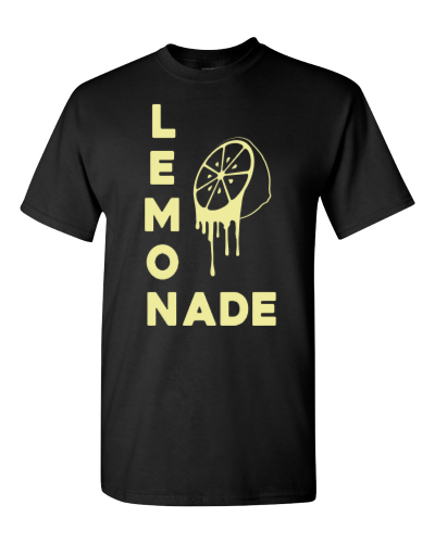 Lemonade on a black adult tee