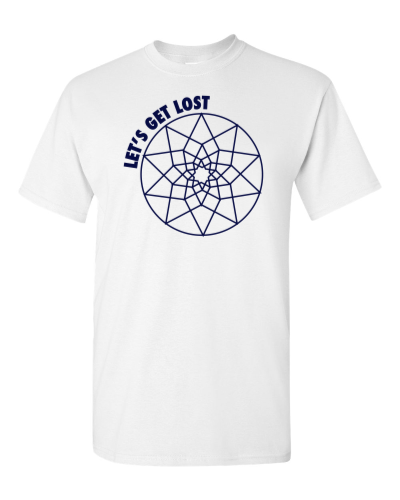 Let's Get Lost on a white adult tee