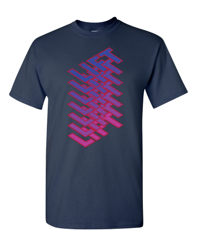 Lift on a navy adult tee